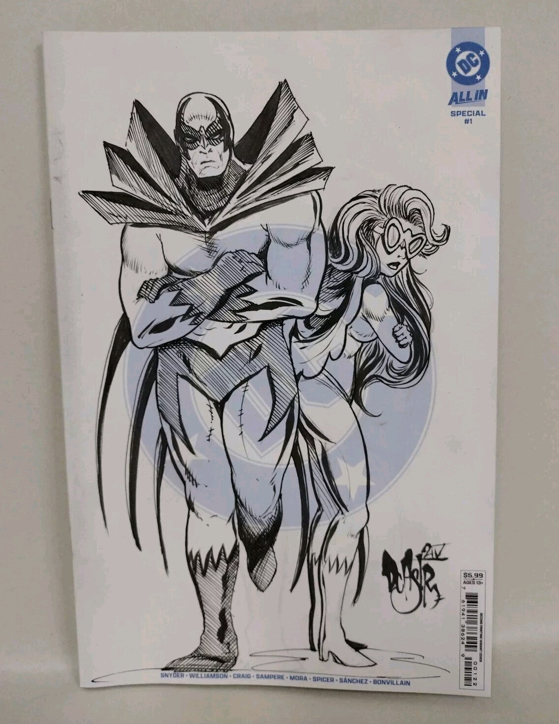 DC All In Special 1 2024 Sketch Cover Comic W Original DCastr Hawk And Dove Art