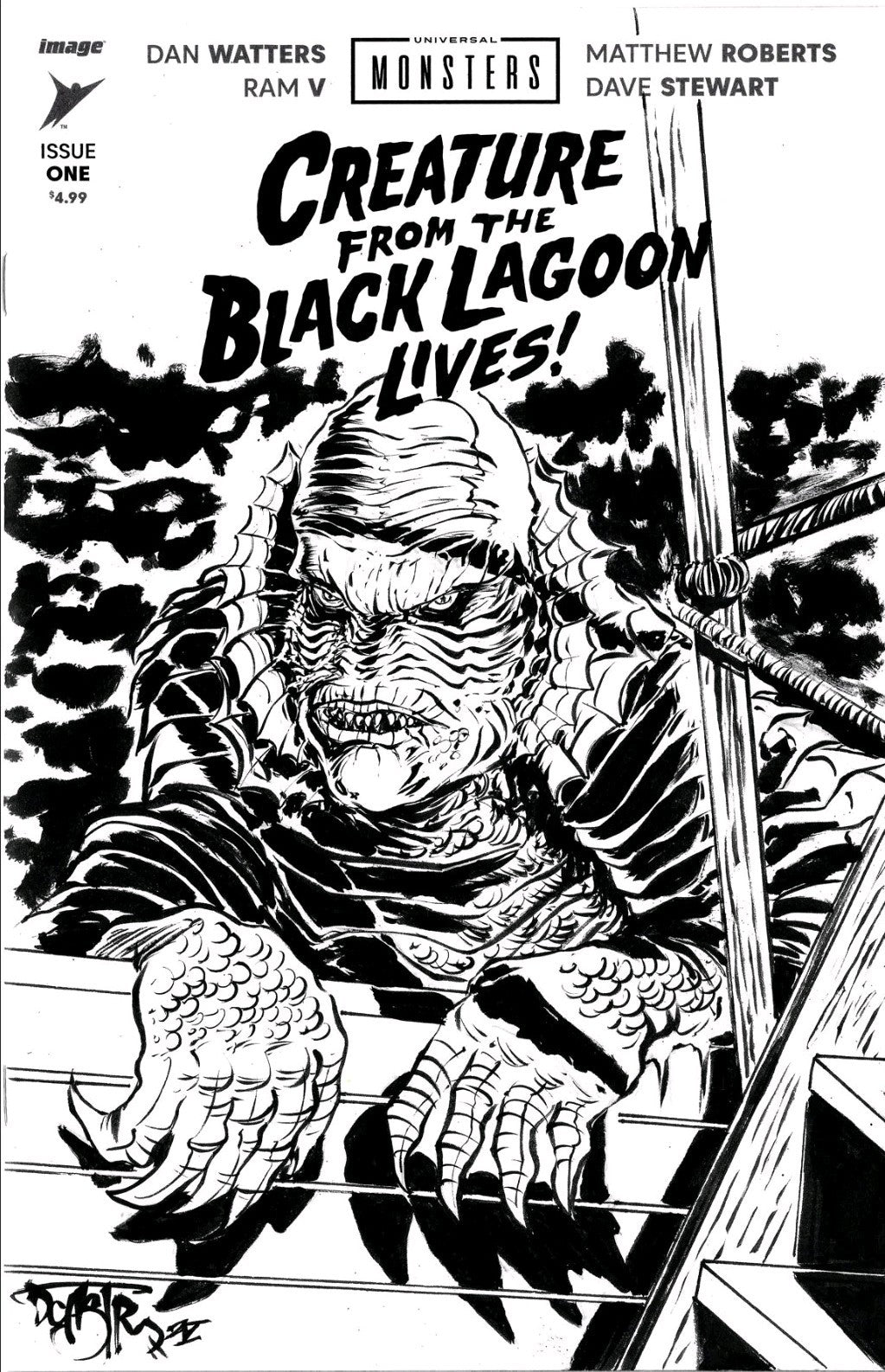 Creature From The Black Lagoon Lives #1 Sketch Cover Var W Original DCastr Art