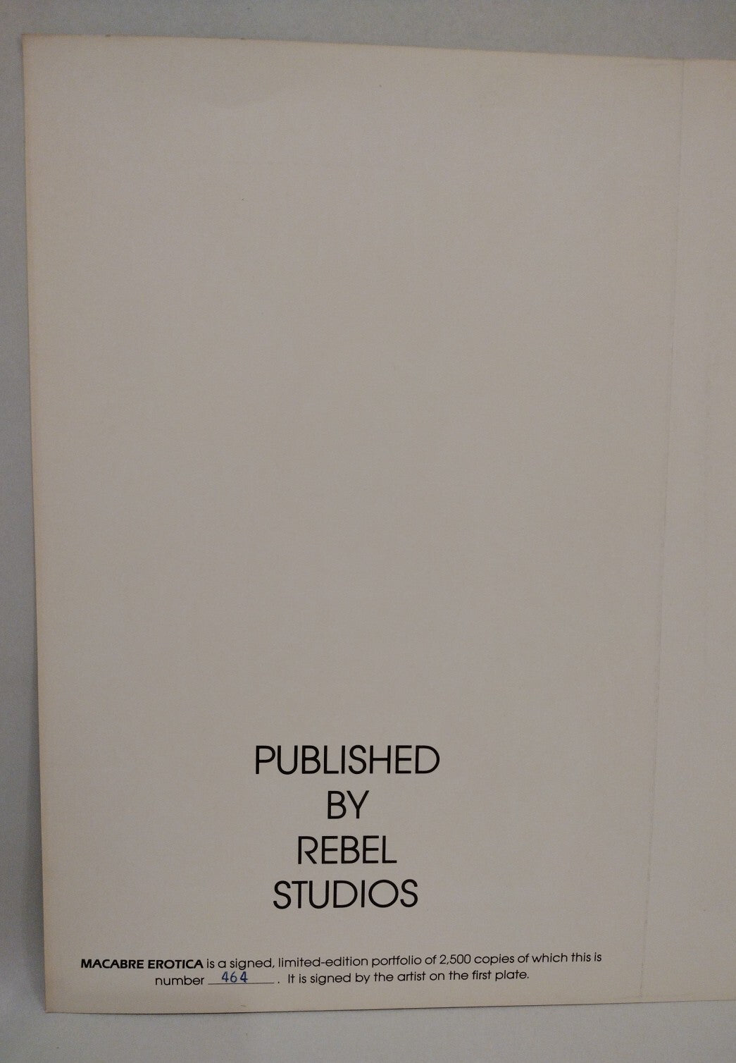 Tim Vigil Macabre Erotica 1990 Rebel Studio Portfolio Cover Only Unused 464/2500
