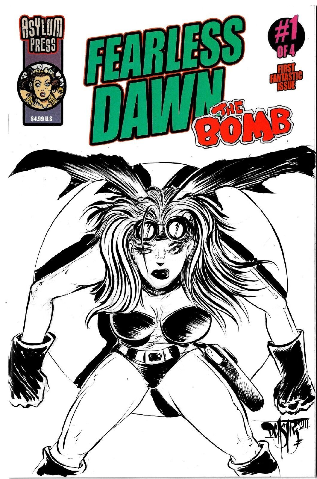 Fearless Dawn The Bomb #1 (2023) Asylum Press Blank Sketch Cover W Original Art