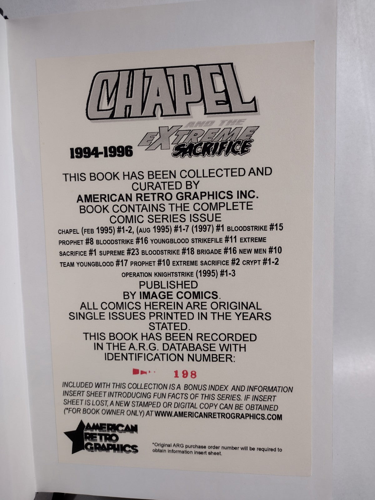 Chapel and the Extreme Sacrifice (1994) Complete ARG Custom Bound Comic...