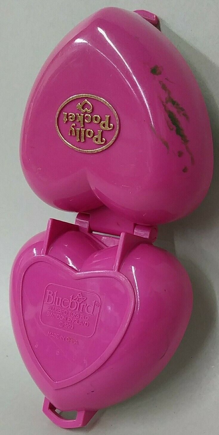  Polly Pocket (1993) PRECIOUS PUPPIES Pet Dog -Bluebird - Pink Heart Compact