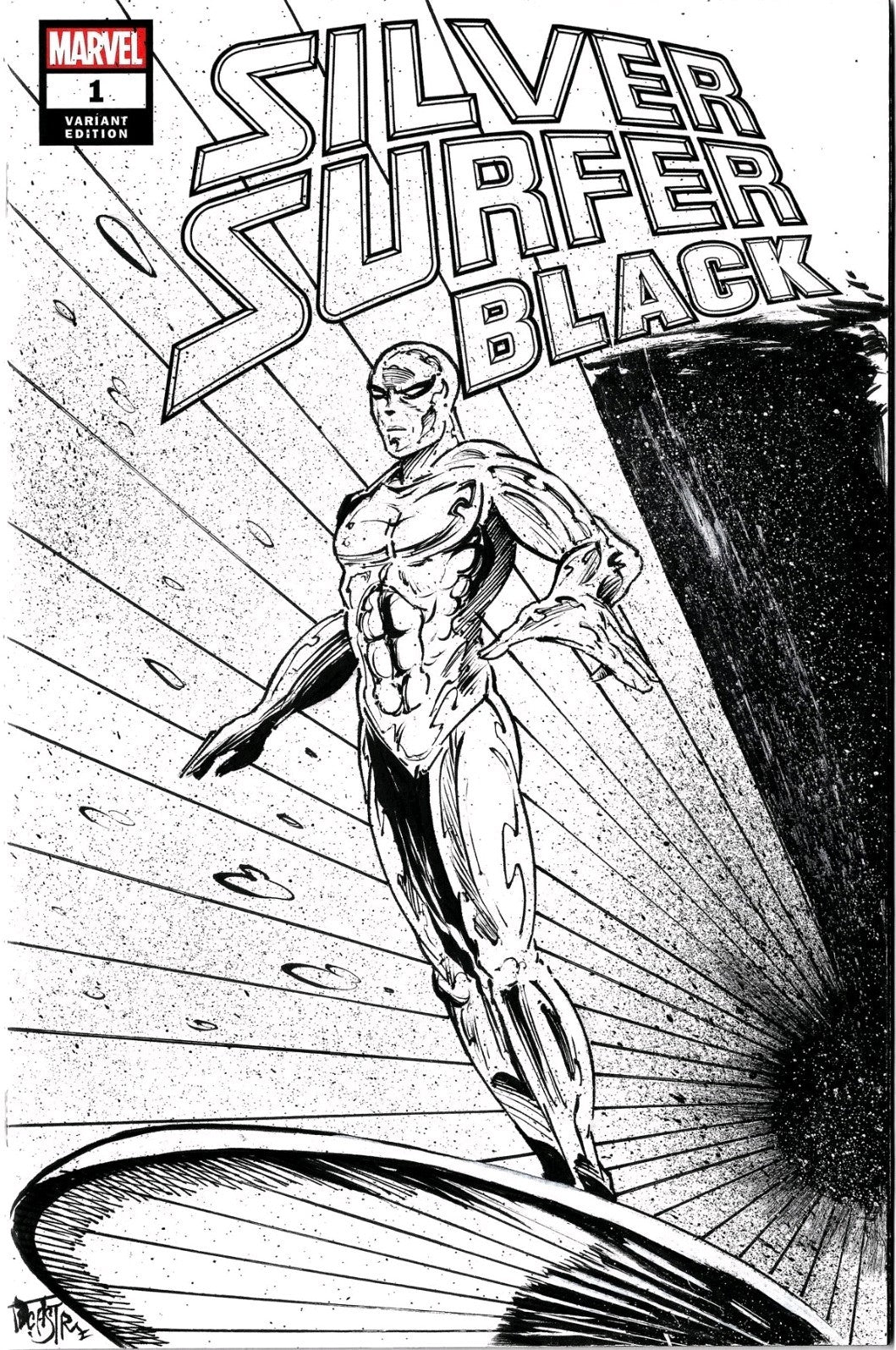 Silver Surfer Black (2019) Marvel Sketch Cover Variant W Original Dave Castr Art