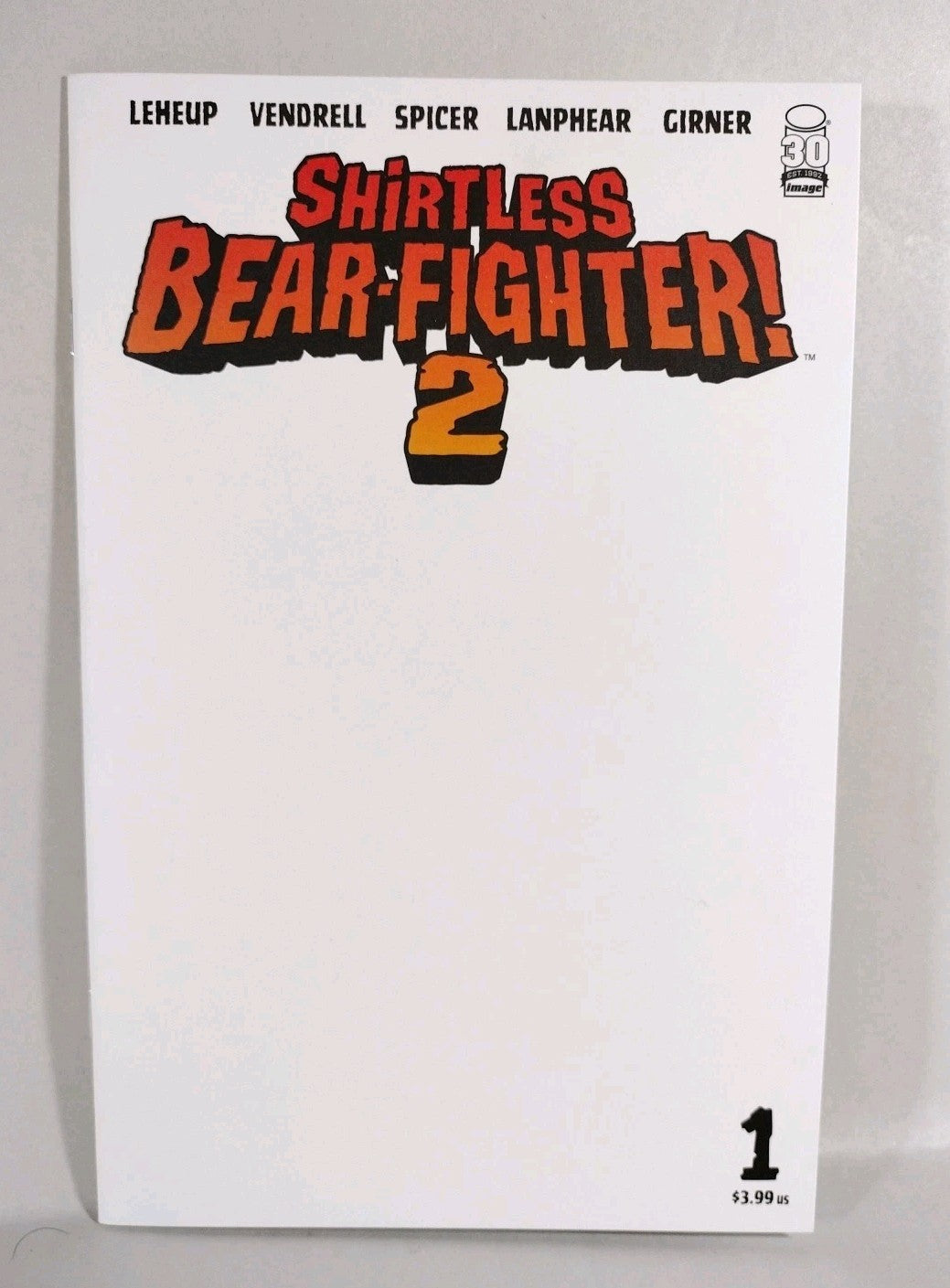 Shirtless Bear-Fighter 2 #1 (2022) Image Comic Blank Sketch Cover NM