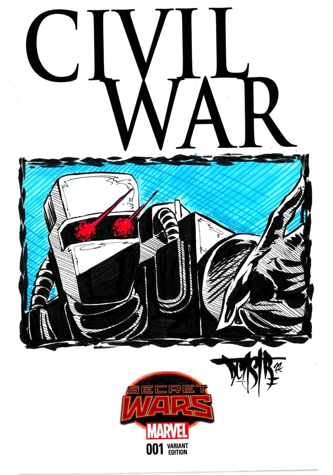 CIVIL WAR #1 (2015) Marvel Sketch Variant Comic W Original Dave Castr ROM Art