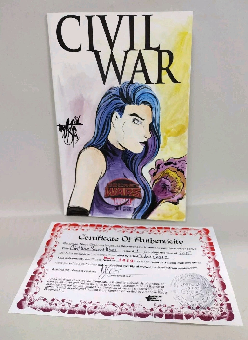 CIVIL WAR #1 (2015) Marvel Sketch Variant Comic W Original DCastr Psylocke Art