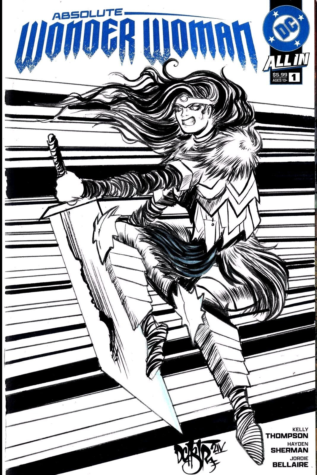 Absolute Wonder Woman 1 (2024) DC Comic Sketch Variant Cvr W Original DCastr Art