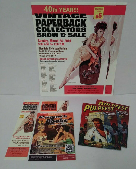 Vintage Paperback Collector Show Glendale California (2019) 7 Piece Flyer Set