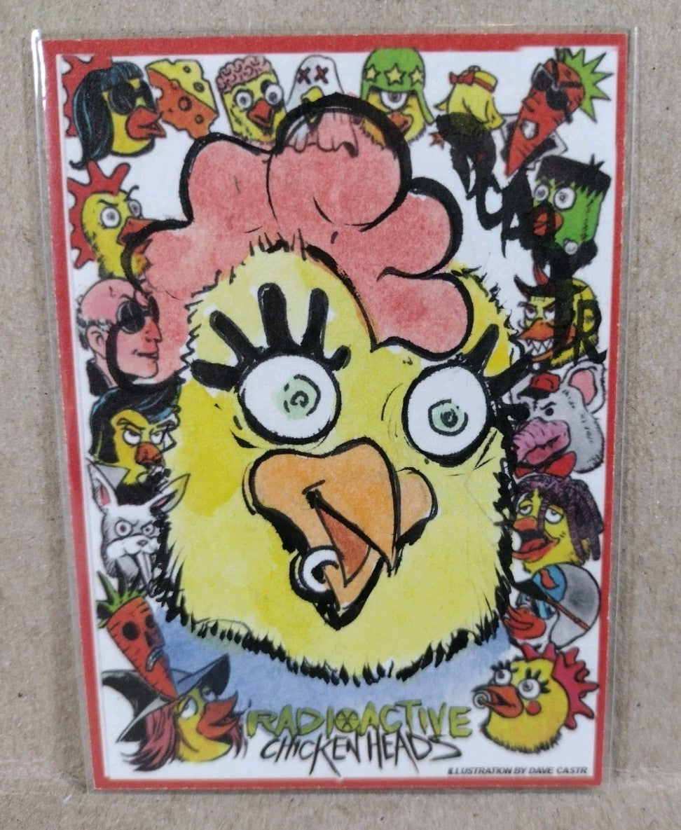 Radioactive Chicken Heads Exclusive Sketch Card W Original Punky Rooster Art