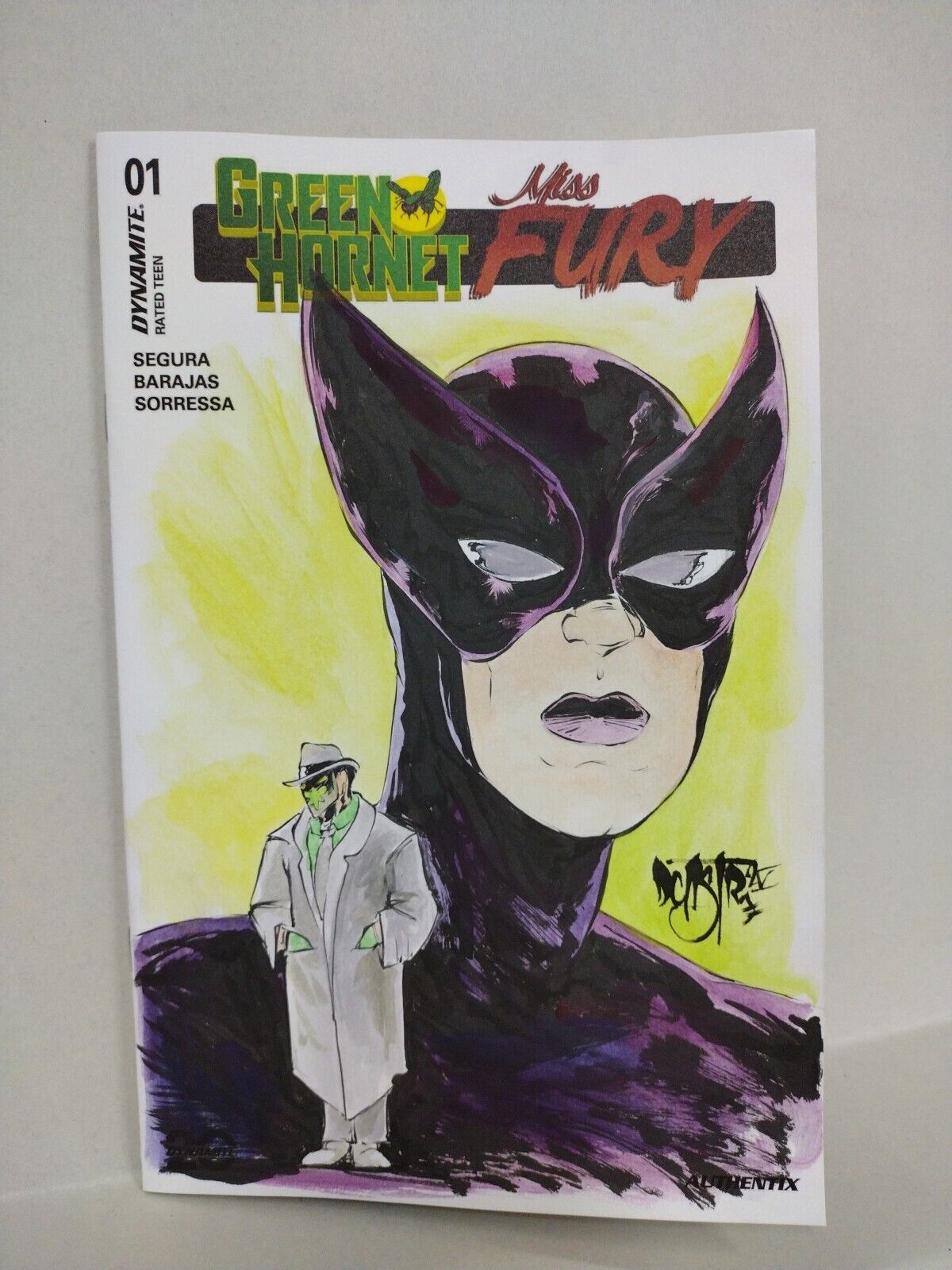 Green Hornet Miss Fury 1 (2025) Dynamite Sketch Cover Comic W Original DCast Art