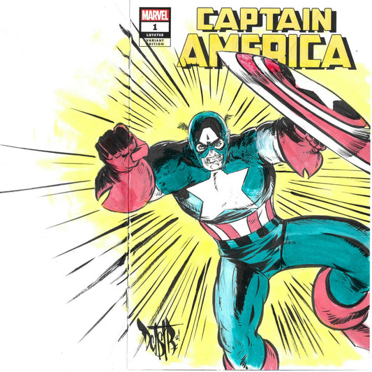 Captain America #1 (2018) Marvel Sketch Cover Comic W Original DCastr Art