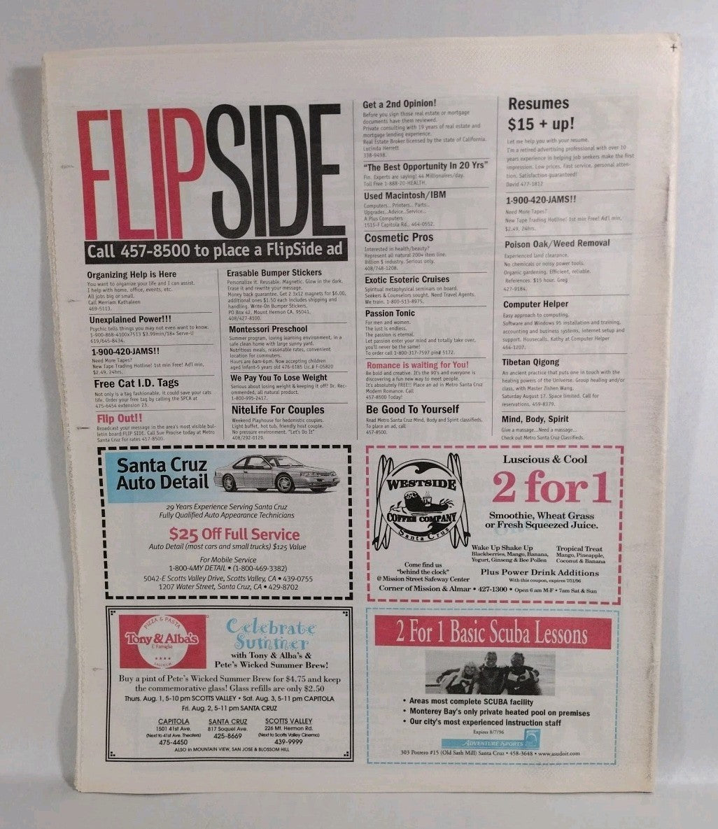 Metro Santa Cruz Vol 3 #13 (1996) S California Newspaper X-Files AFI