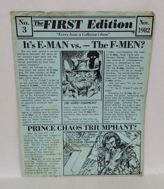 The First Edition #3 (1982) First Comics Newsletter E-Man Prince Chaos Rare