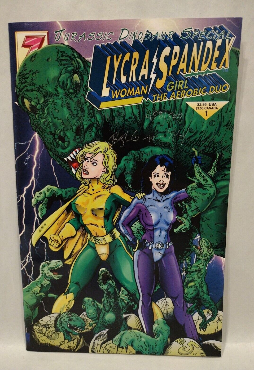 Lycra Woman & Spandex Girl Jurassic Dinosaur Special #1 (1993) Comic Zone Sign'd