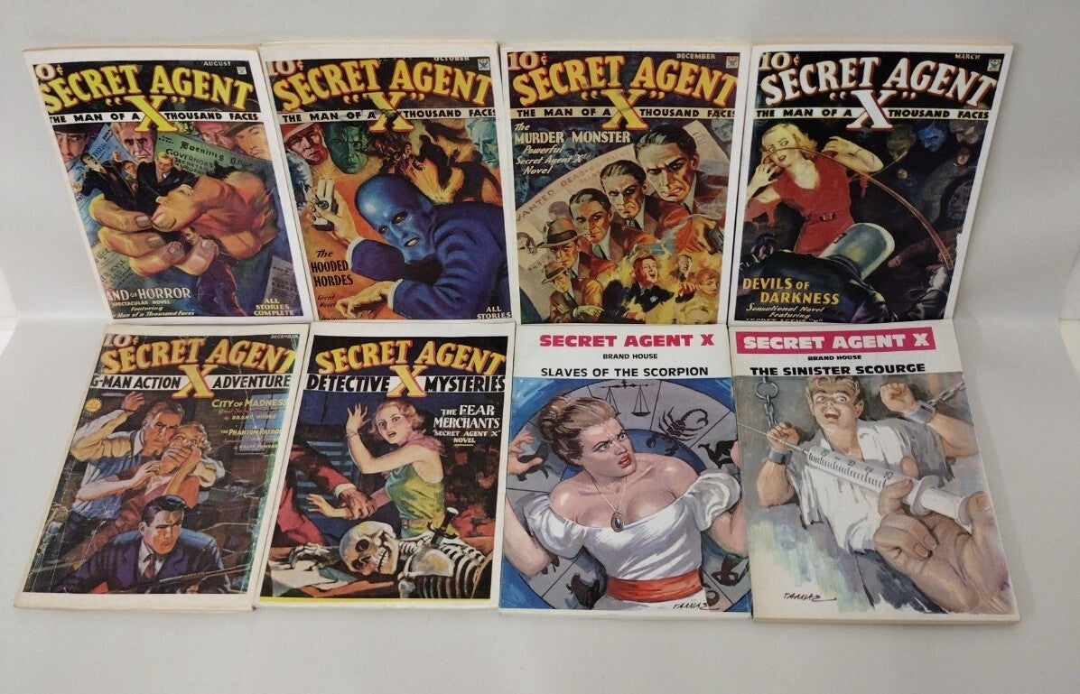 Secret Agent X Pulp Digest Novel Lot Of 8 Jim Hanos Limited Athens Reprints 