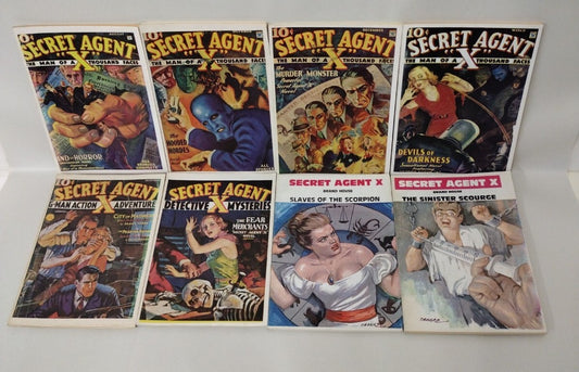 Secret Agent X Pulp Digest Novel Lot Of 8 Jim Hanos Limited Athens Reprints 