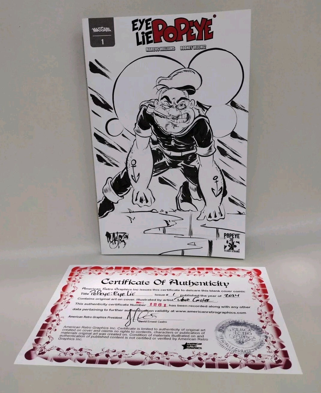 Popeye Eye Lie #1 (2024) Massive Sketch Variant Comic W Original Art