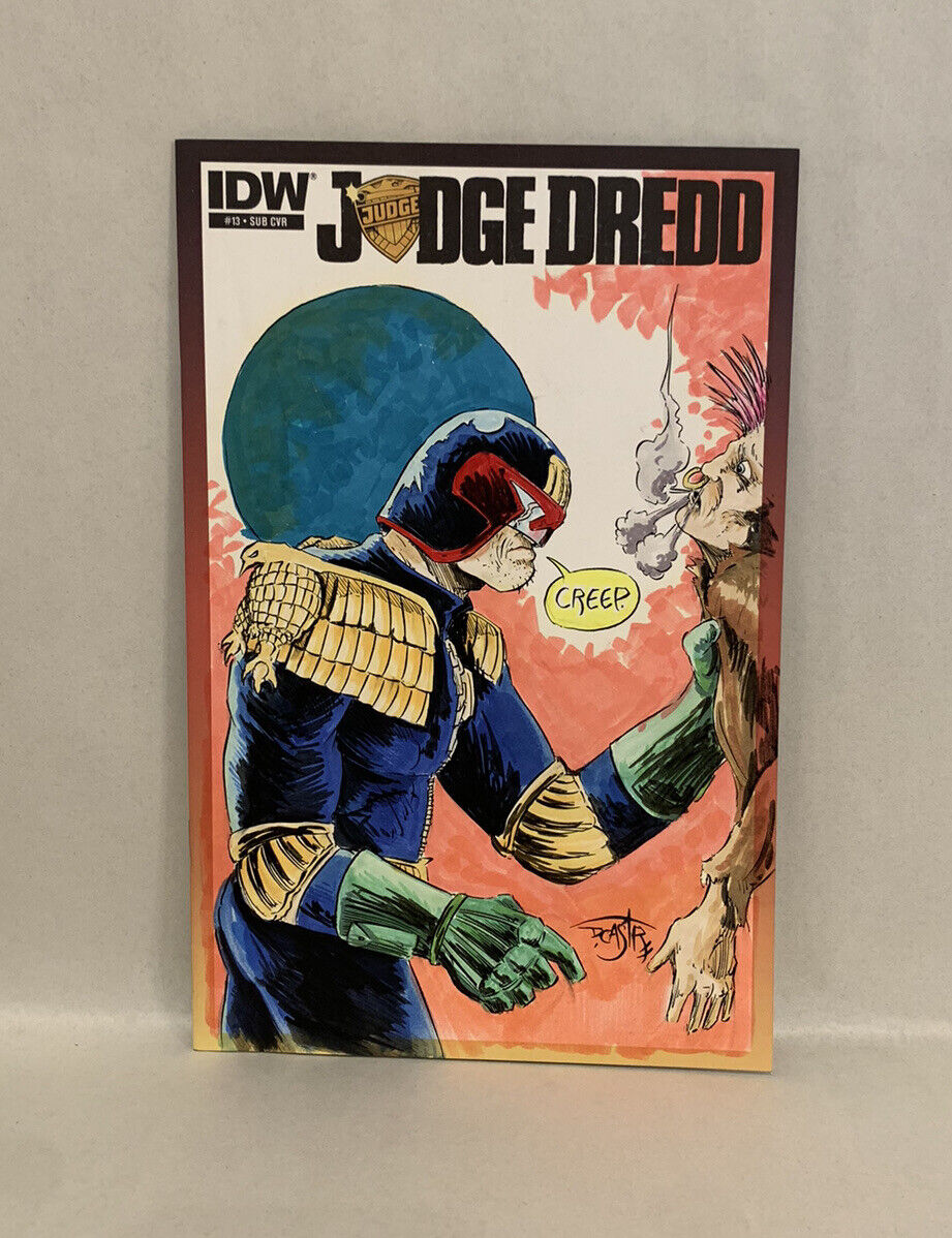 JUDGE DREDD #1 Blank Sketch Variant Cover Comic 2013 W Original Art Dave Castr