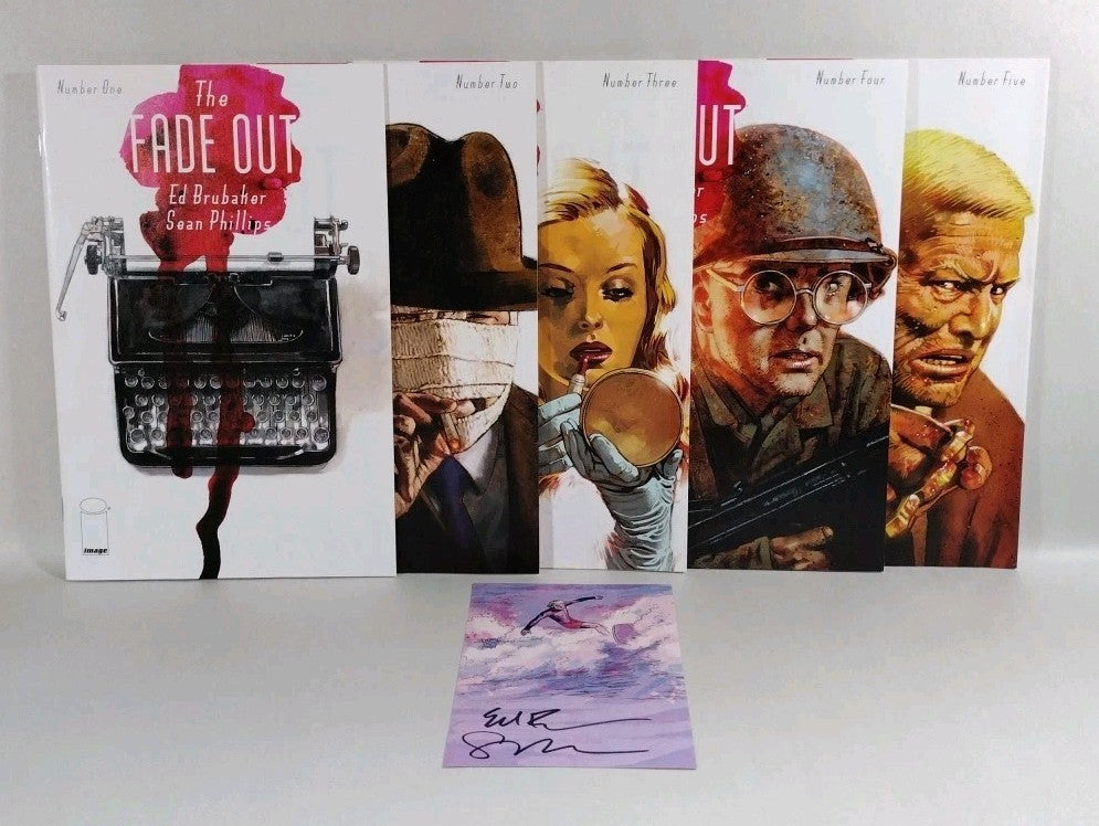 Fade Out (2014) Image Comic Lot #1 2 3 4 5 + Signed Brubaker Phillips Sticker NM