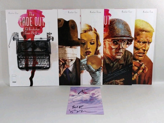 Fade Out (2014) Image Comic Lot #1 2 3 4 5 + Signed Brubaker Phillips Sticker NM