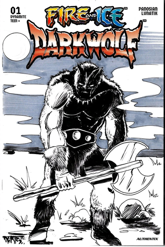 FIRE & ICE Darkwolf #1 Dynamite Sketch Variant Cover Comic W Original Art DCastr