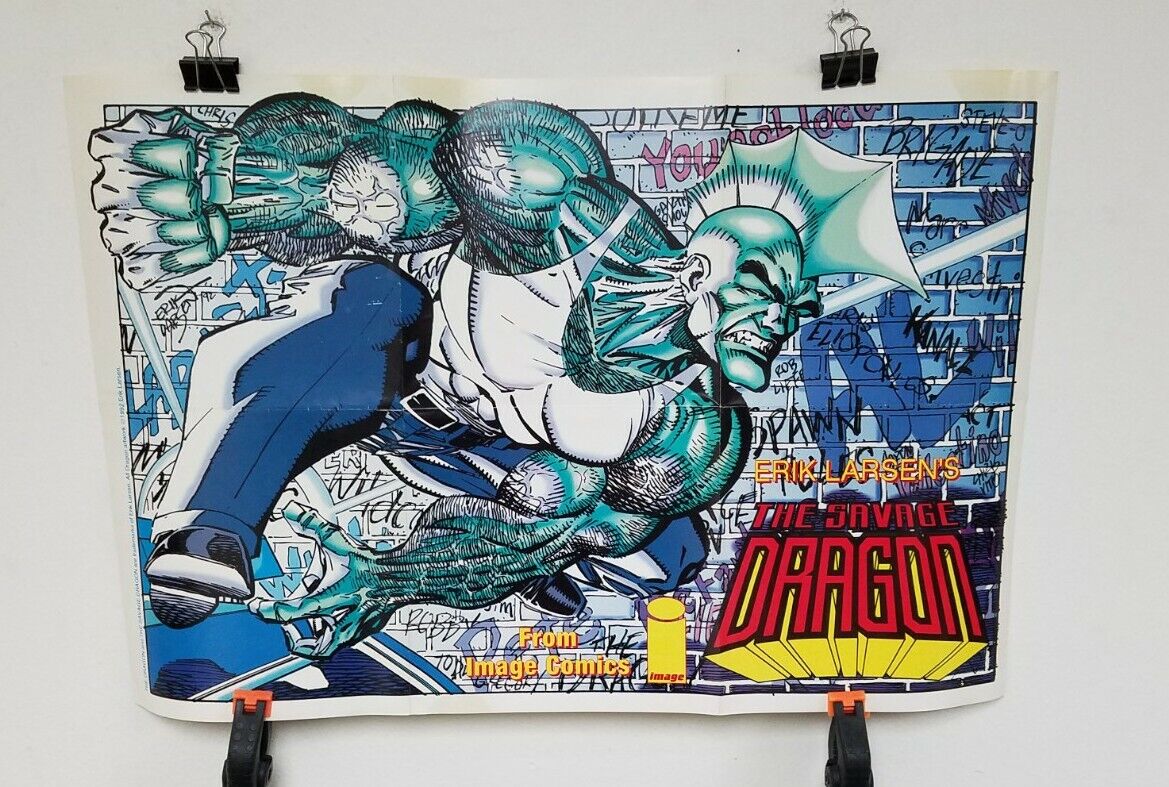 Lot Of 2 (1992) Image Comic Posters Spawn & Savage Dragon 25.75 x 17"