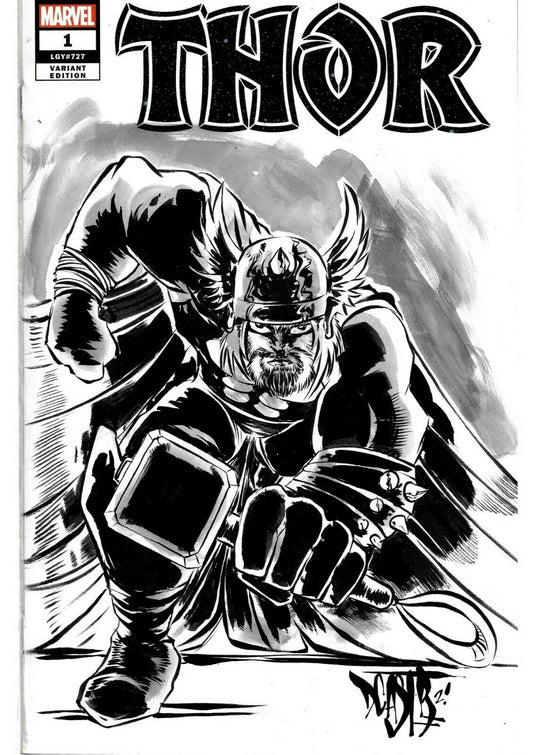 THOR #1 Blank Cover Variant Comic 2020 W Original DCastr Art COA 187