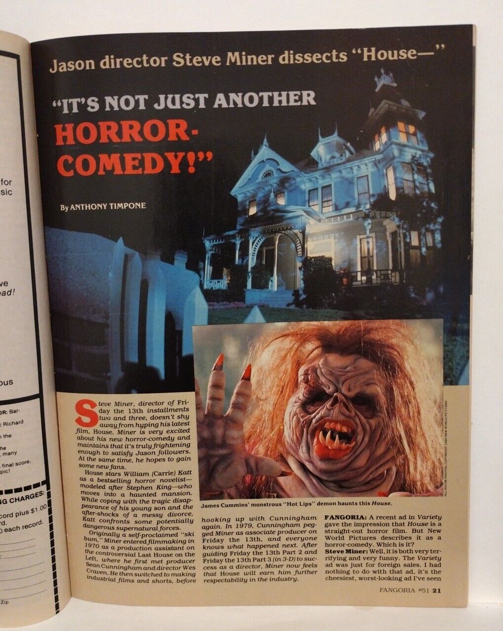 Fangoria Magazine #51 (1986) Starlog Nightmare On Elm St Poster ROTLD House