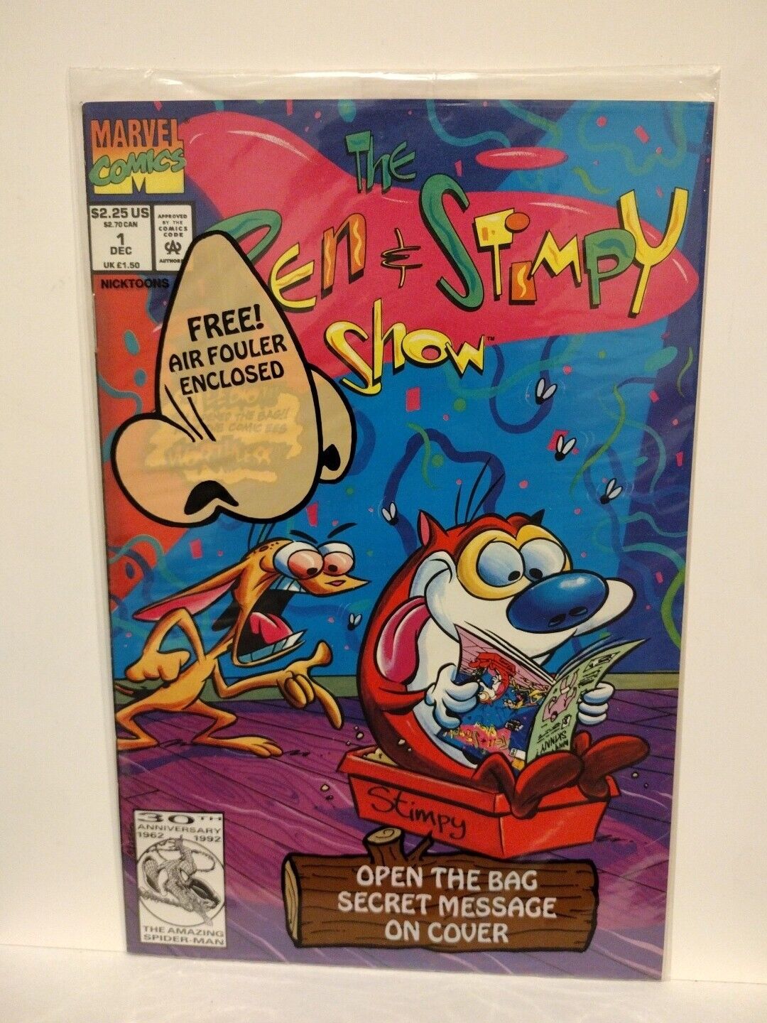 Ren And Stimpy #1 (1992) Marvel Nicktoons Comic Sealed W Card Stand