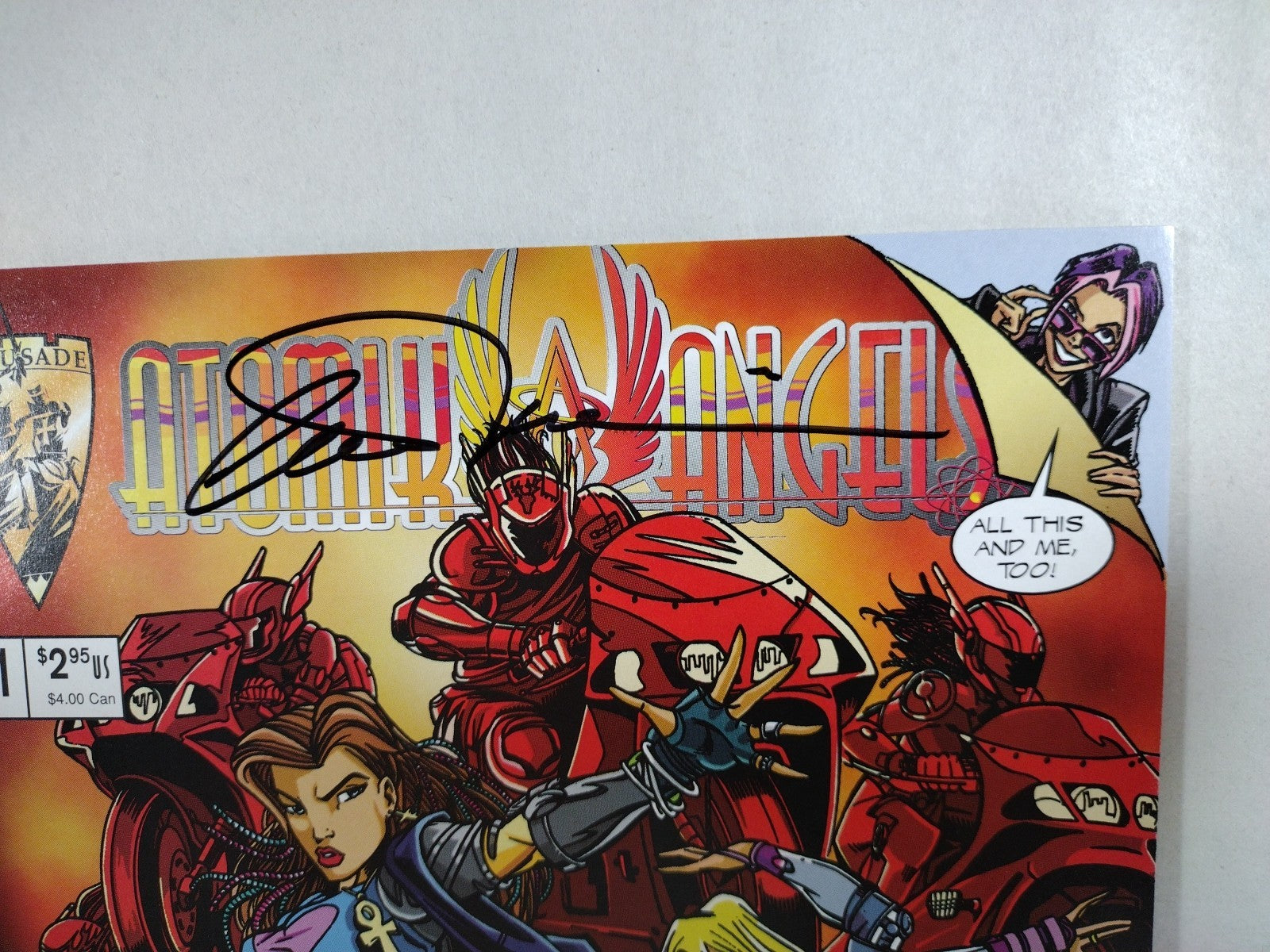 Atomik Angels #1 (1996) Crusade Comic Golden Apple Variant Signed Tucci W COA