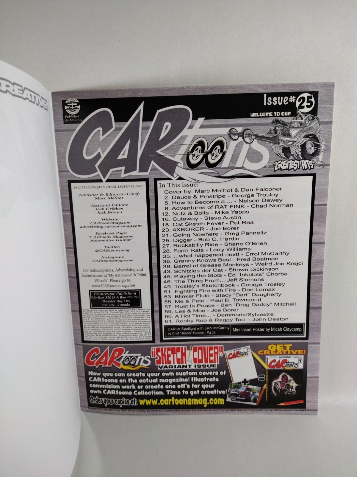 CARTOONS MAGAZINE #25 (2020) PICTURE ESQUE Blank Sketch Variant Cover Comic NM