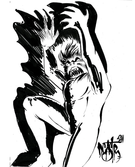 Stalky Monster Original Dave Castr 6 X 8" Comic  Illustration Art W ARG COA 82