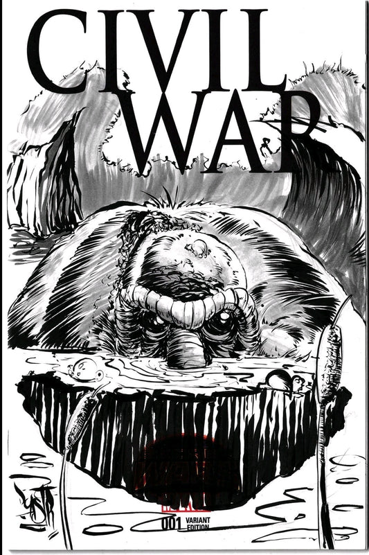 CIVIL WAR #1 (2015) Marvel Sketch Variant W Original Art DCastr Man-Thing Art