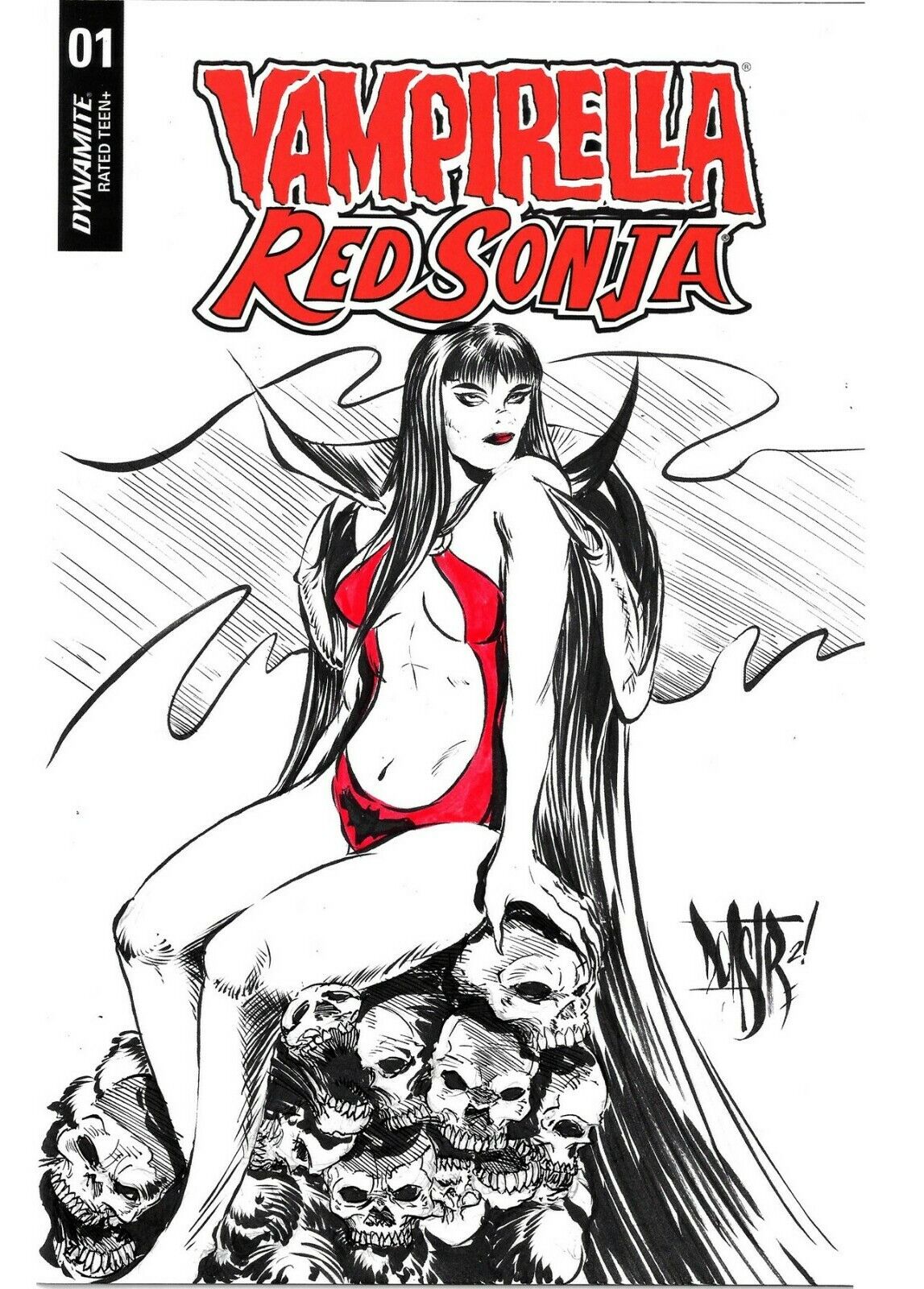 Vampirella Red Sonja 1 Blank Cover 2019 Variant Comic W Original Art ARG COA 245