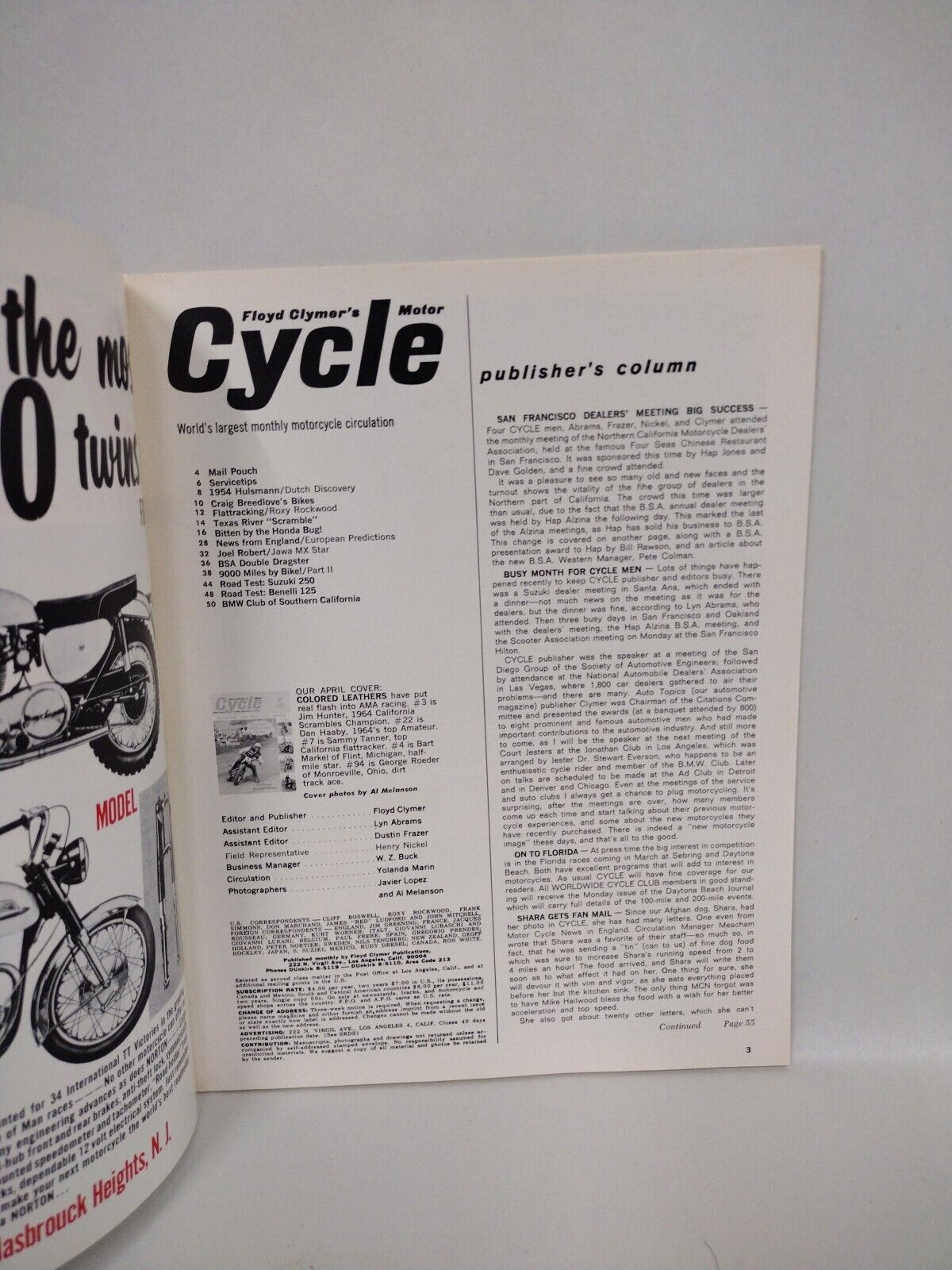 Cycle (1965) Motorcycle Magazine Floyd Clymer Lot March April May