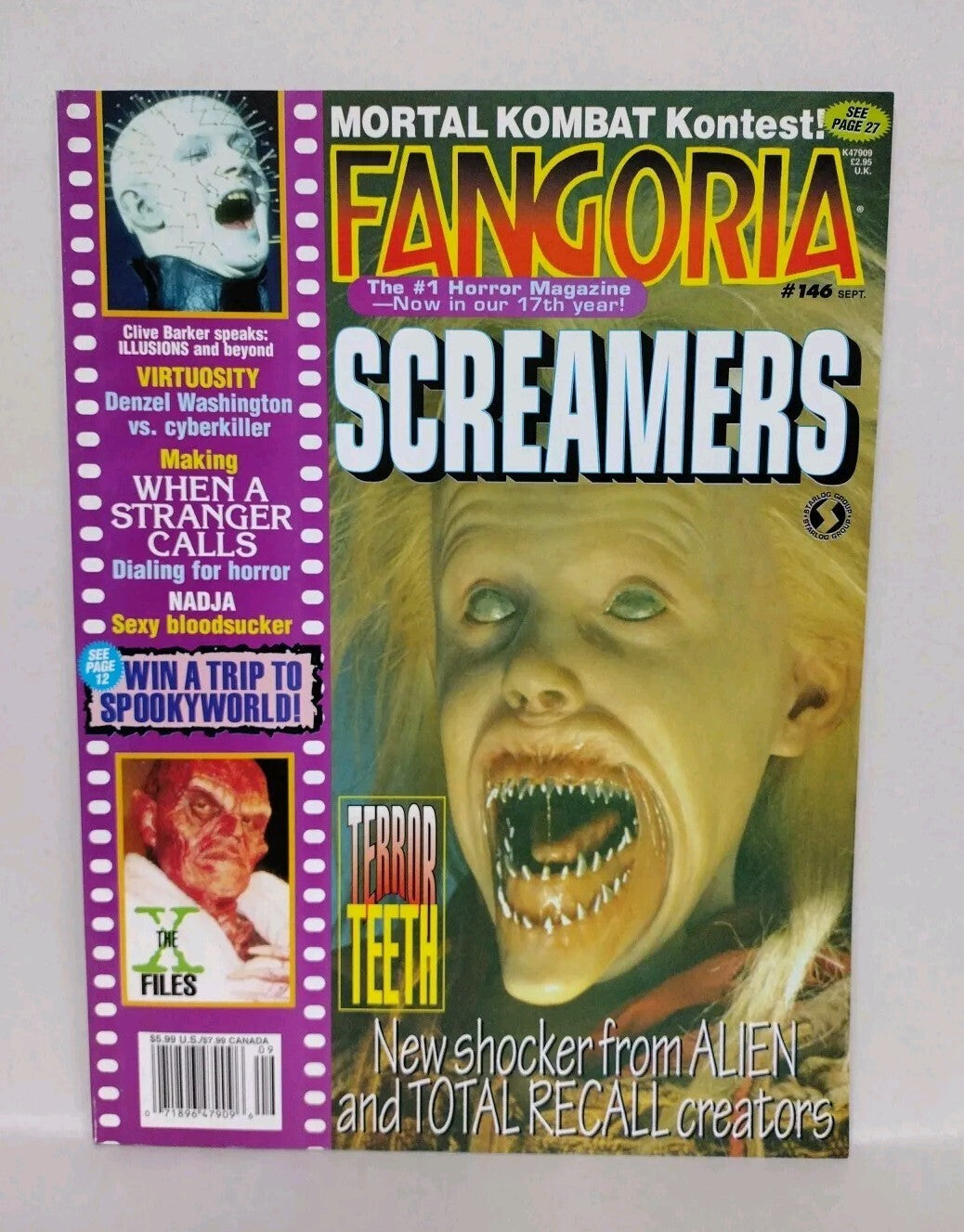 FANGORIA Magazine 146 (1996) Screamers Virtuosity Clive Barker Nadja Xtro 3 VF