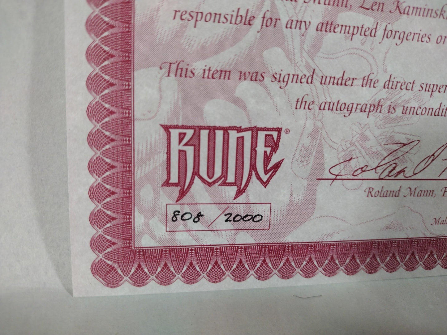 Rune #1 (1995) Vol 2 Malibu Comic Kyle Hotz Tim Vigil Signed Len Kaminski W COA