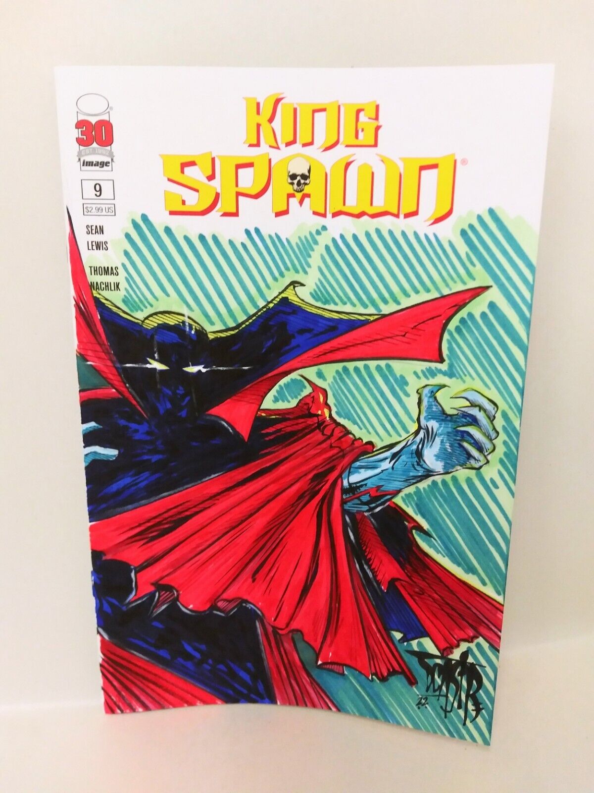 King Spawn #9 Blank Cover Variant Comic 2022 W Original Art DCastr COA