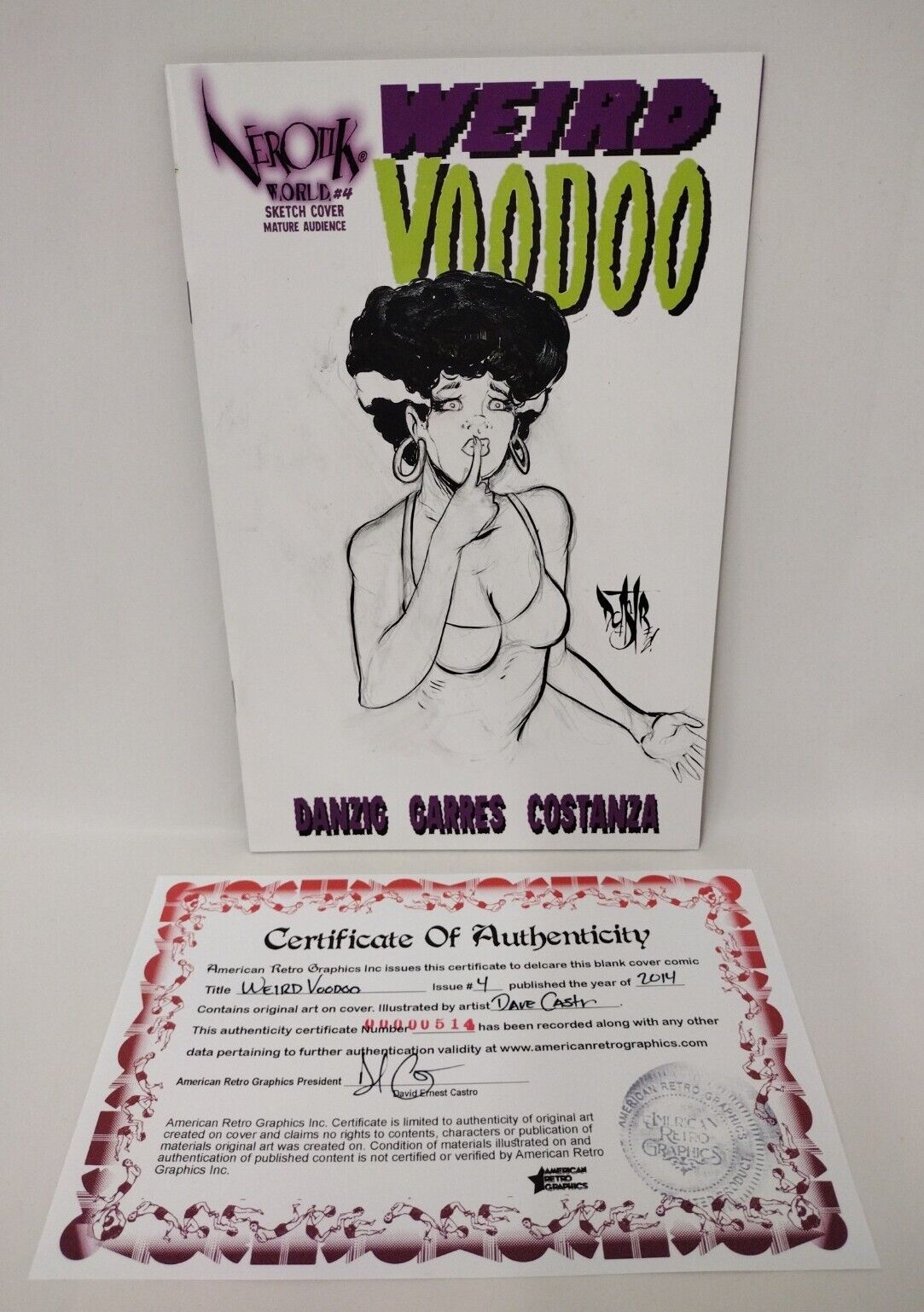 VEROTIK World 4 WEIRD Voodoo Blank Cover w Original Gris Gris Gal Art Dave Castr