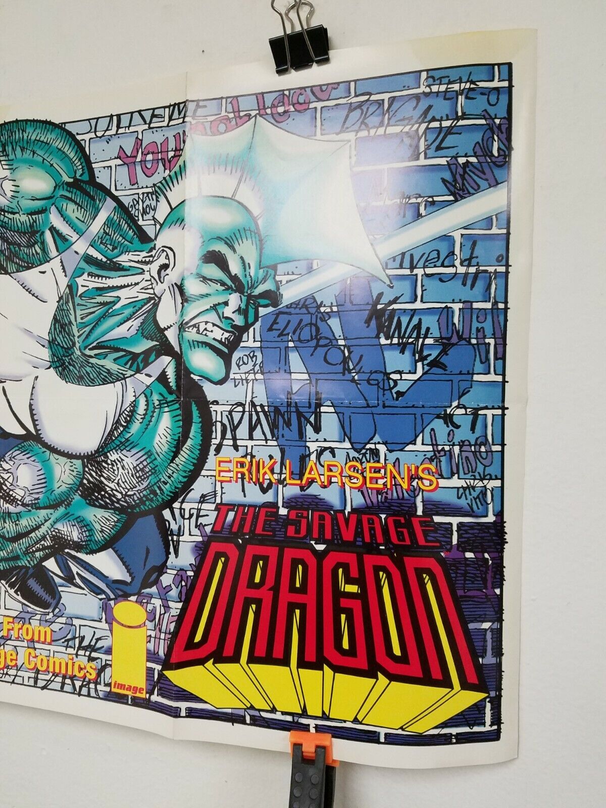 Lot Of 2 (1992) Image Comic Posters Spawn & Savage Dragon 25.75 x 17"