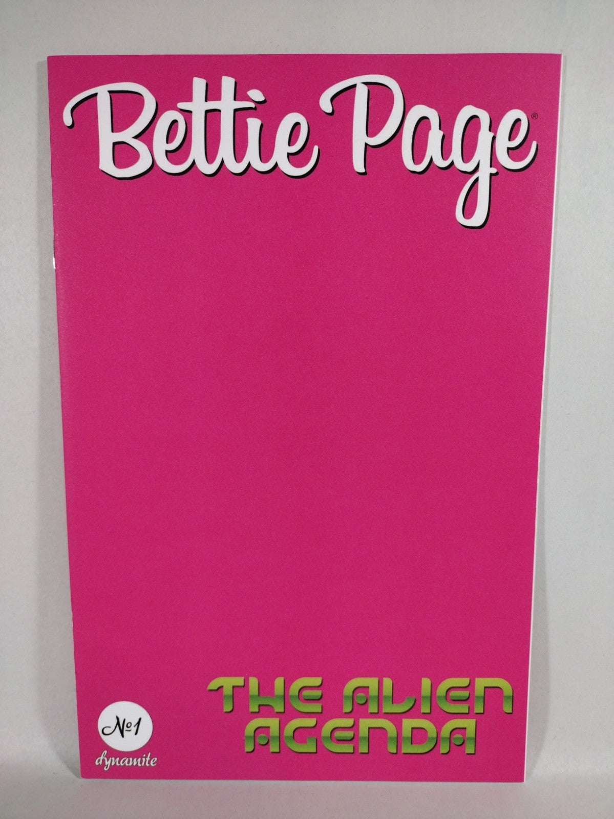 Bettie Page Alien Agenda #1 (2022) Dynamite Pink Blank Cover Variant Comic NM