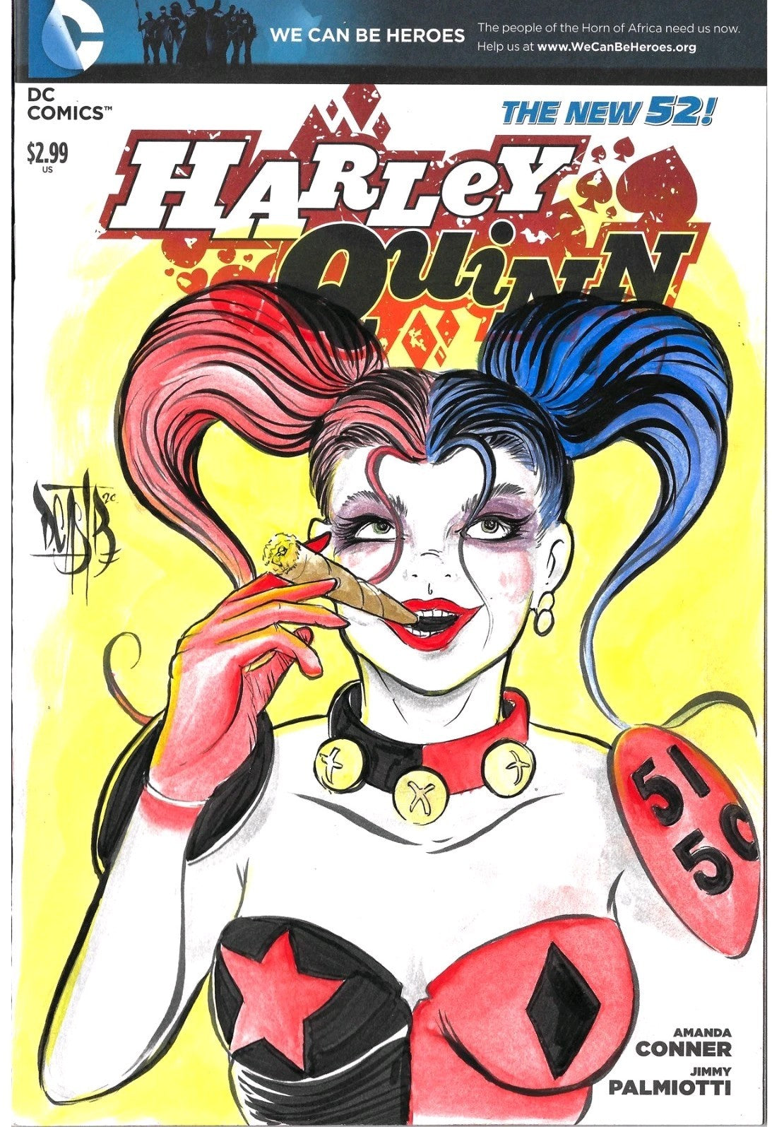 Harley Quinn #0 (2014) DC Sketch Variant Cover Comic W Original Dave Castr Art