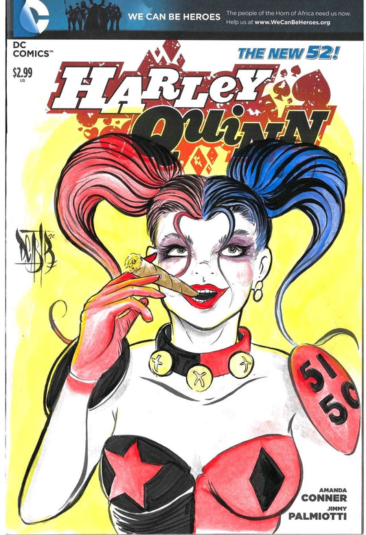 Harley Quinn #0 (2014) DC Sketch Variant Cover Comic W Original Dave Castr Art