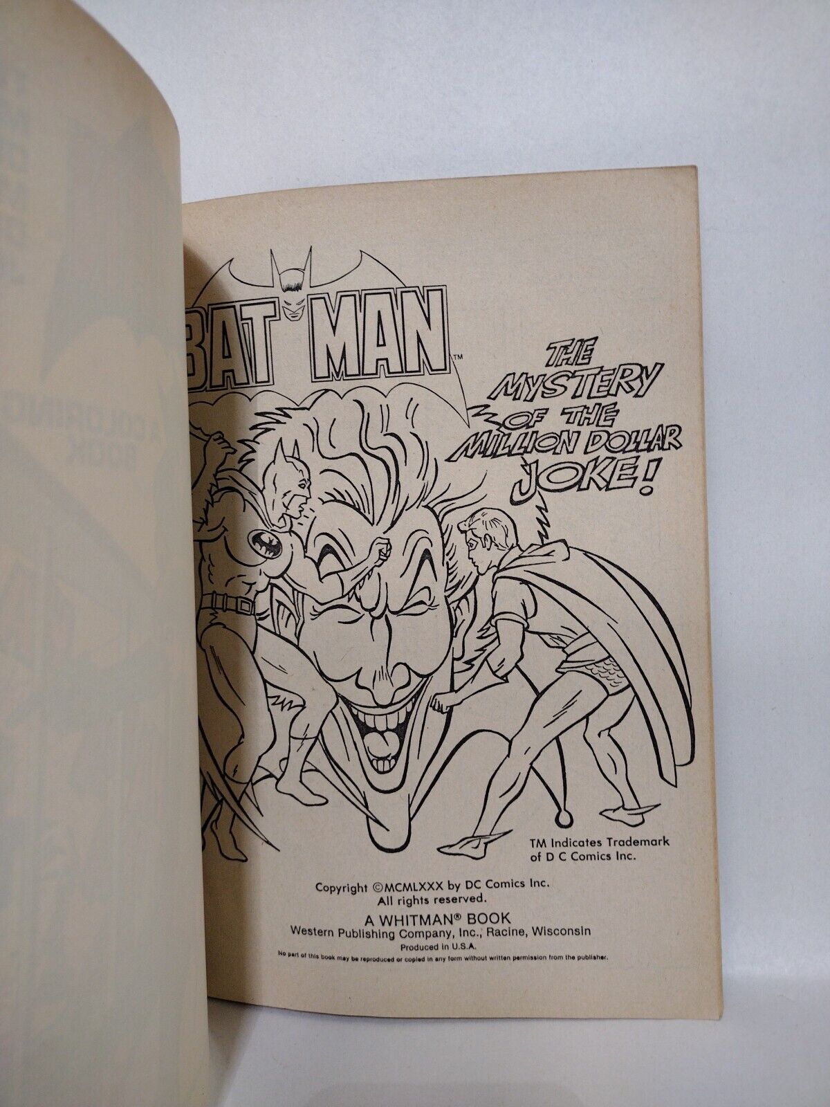 Batman (1980) Whitman Coloring Book Mystery Of The Million Dollar Joke Unused