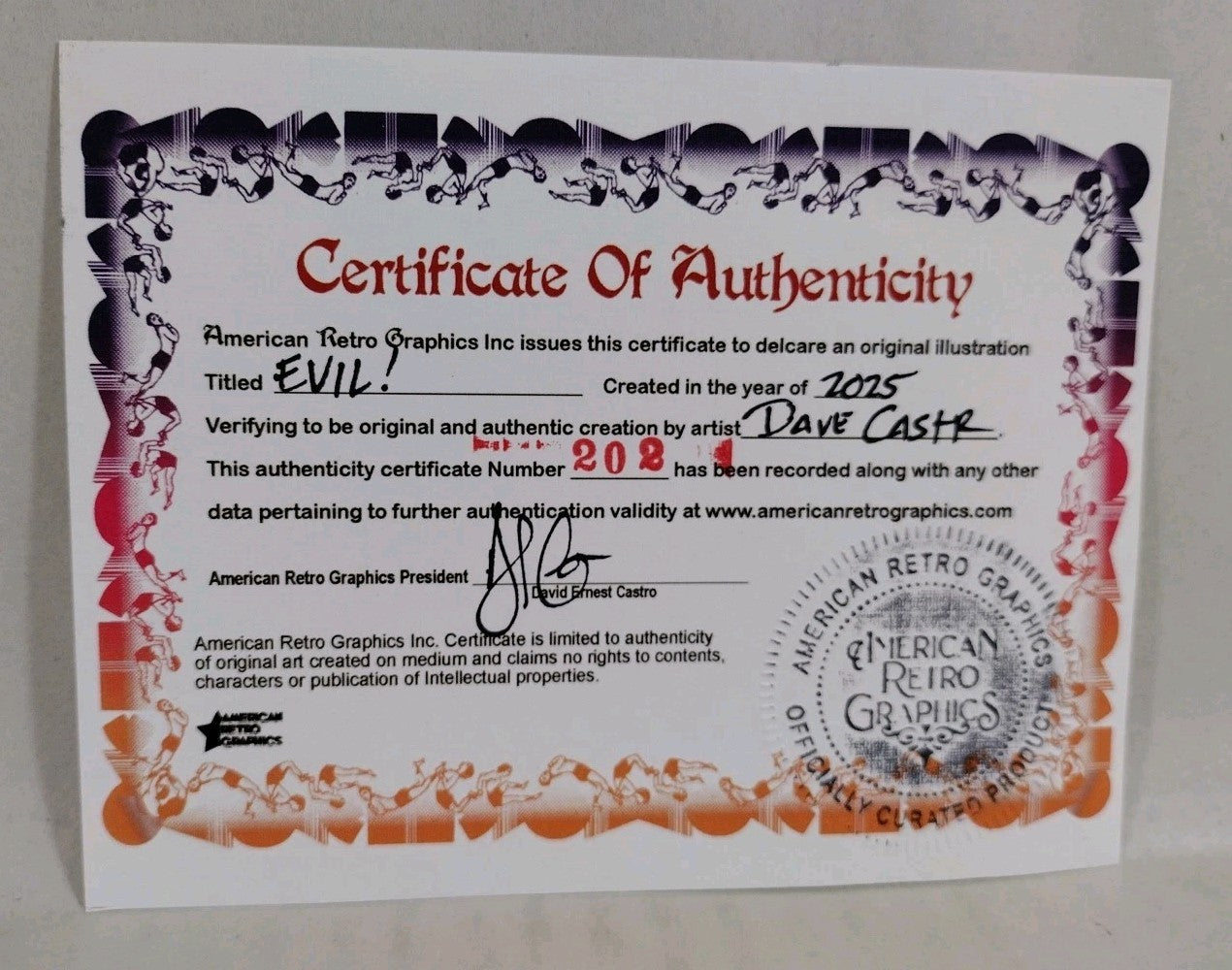 Evil! (2025) Original 9 X 12" Evil Ernie & Lady Death Dave Castr Inked Art W COA