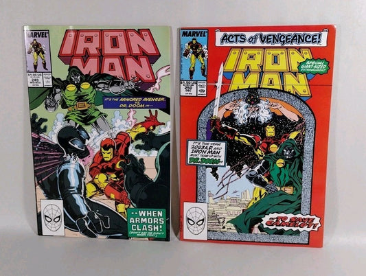 Iron Man (1989) Marvel Comic Lot #249 & 250 Vs Dr Doom Pt 1-2 VF-NM