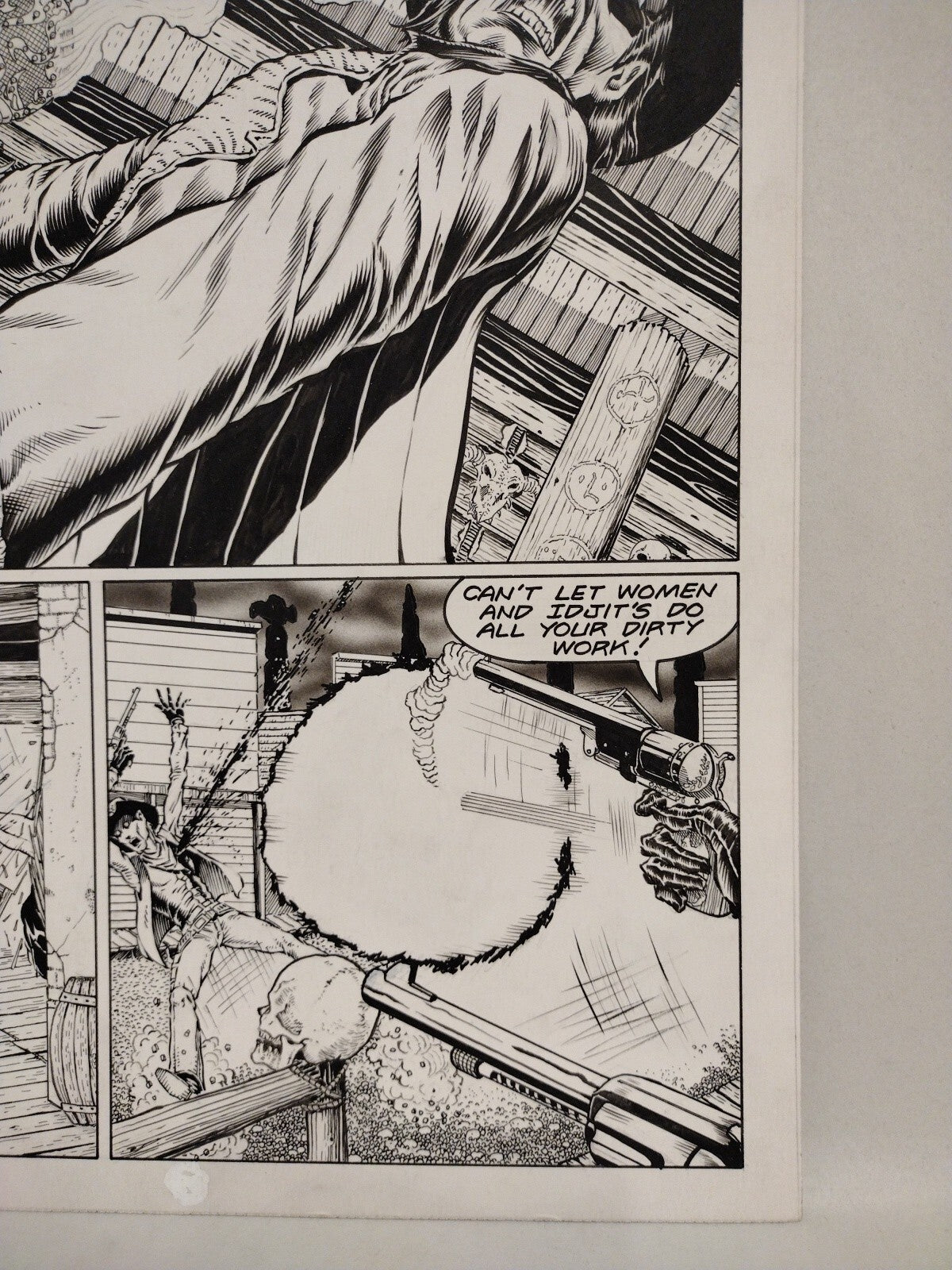 Original Joe Vigil Gunfighters In Hell Comic Art Pg 24 Issue 3 Hand Lettered