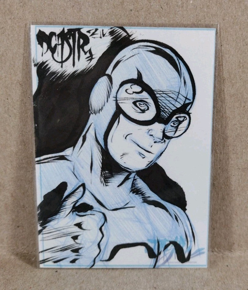 Dave Castr Crusin (2025) OAC Sketch Card W Original DC Comic Bluebeetle Art ACEO