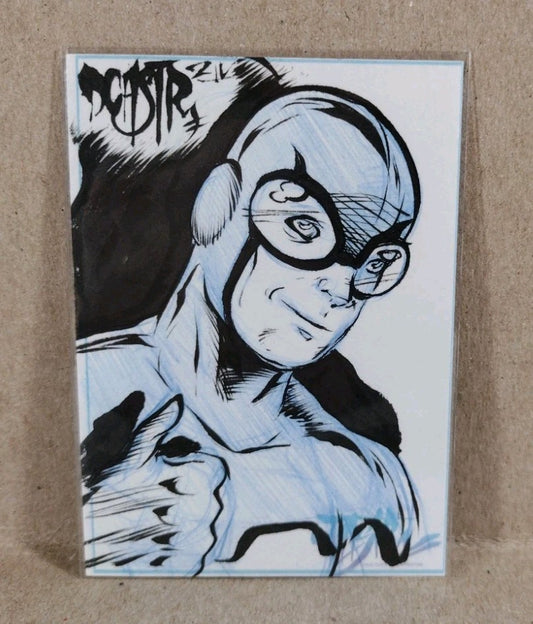 Dave Castr Crusin (2025) OAC Sketch Card W Original DC Comic Bluebeetle Art ACEO