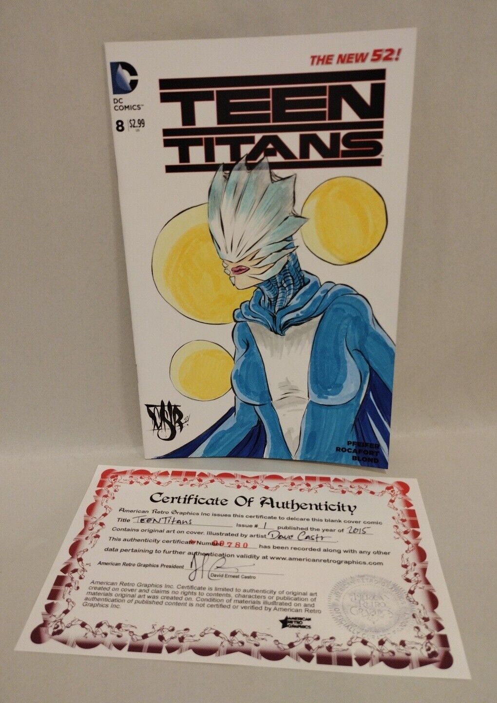 Teen Titans #8 (2015) DC Sketch Variant Comic W Original Dave Castr Raven Art